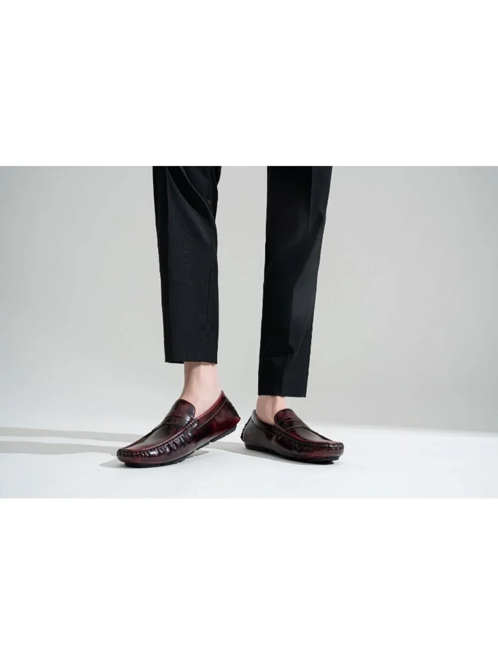 Jousen Men's Wine Classic Penny Loafer Slip On Lightweight Casual Driving Shoes